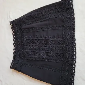 ENTRO, Little Black Mini Skirt w beautiful top layer and trim embroidery