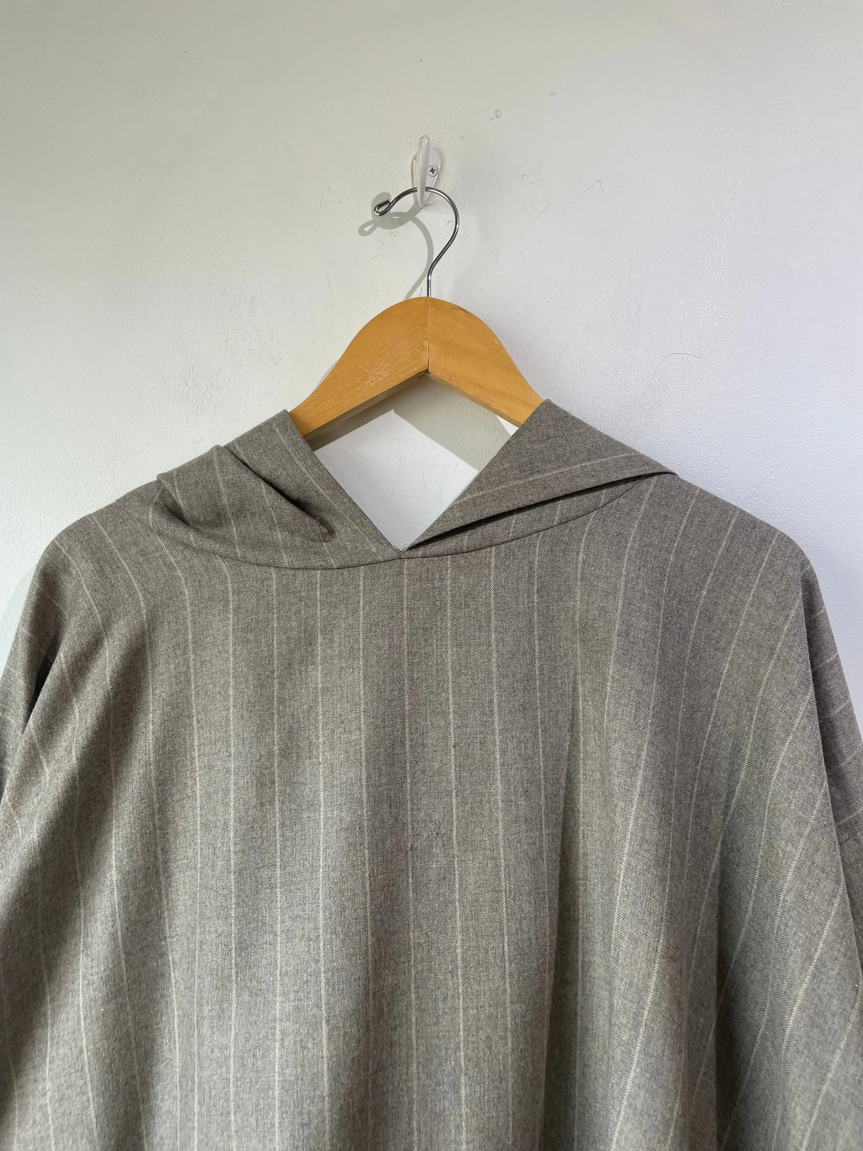 Eskandar Light Brown Striped Hooded Cashmere Top