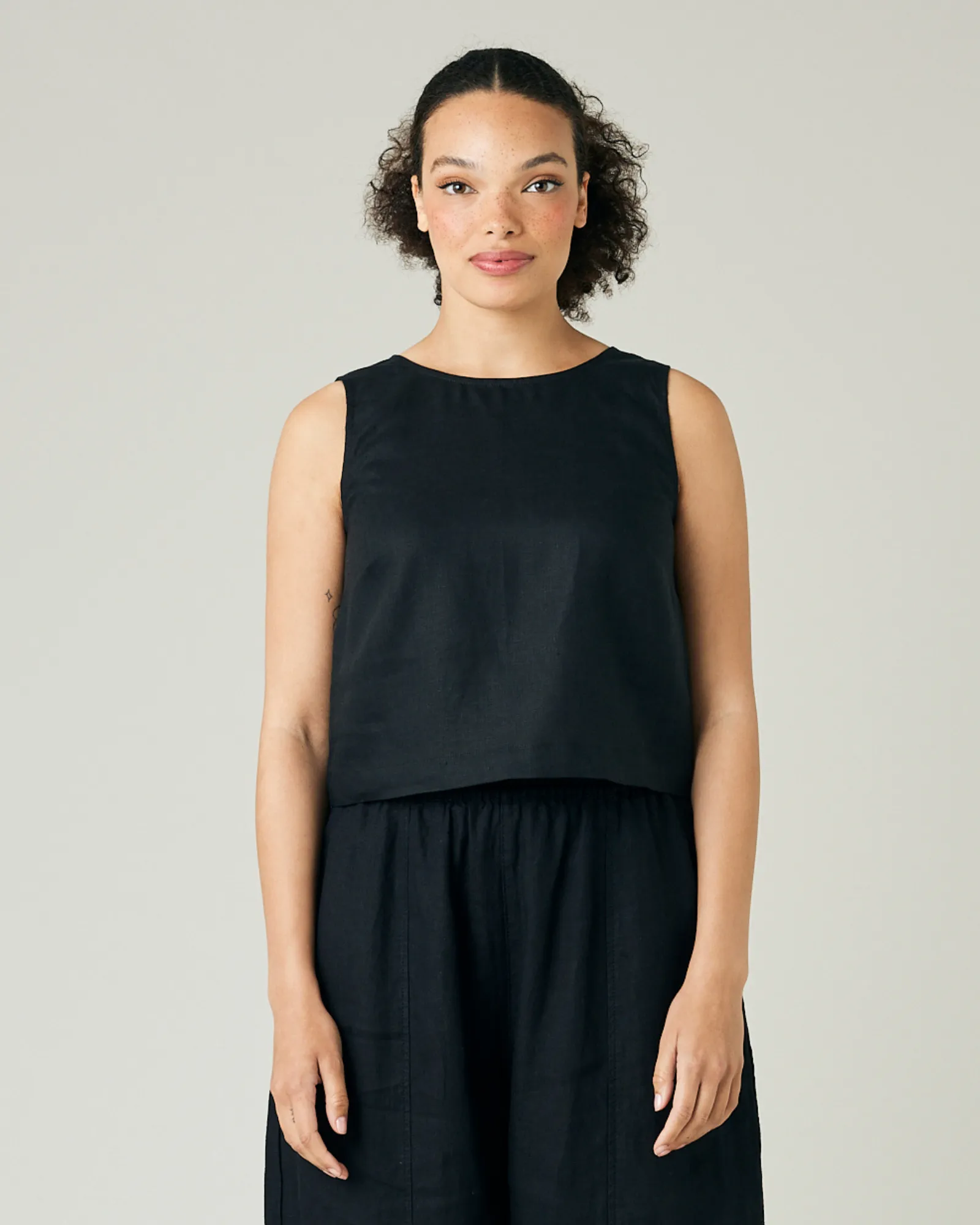 Esme Black Linen Top