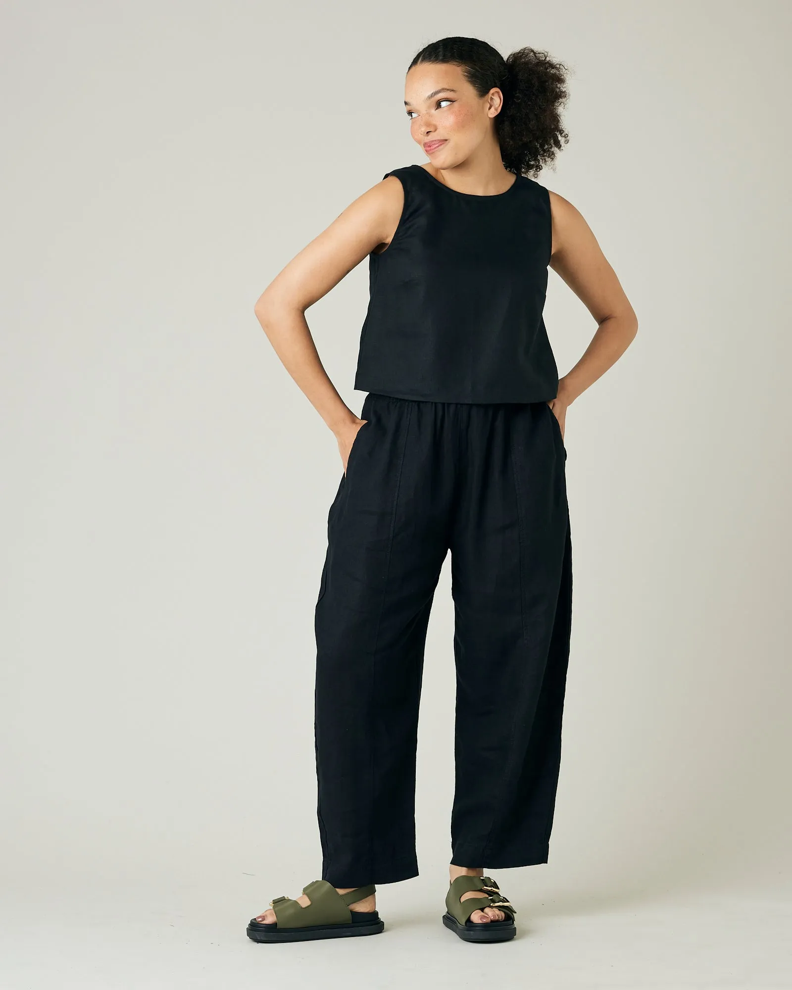 Esme Black Linen Top