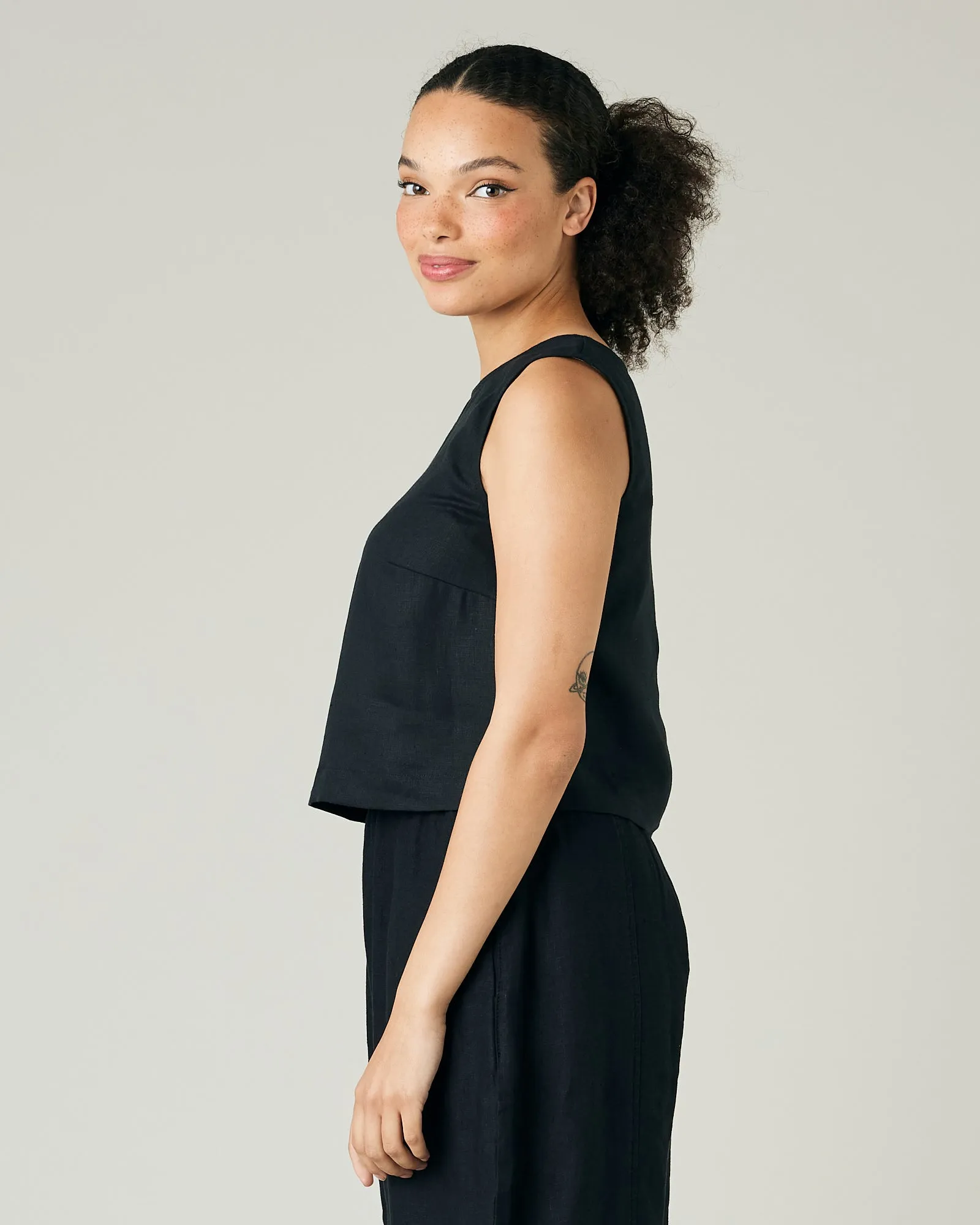 Esme Black Linen Top