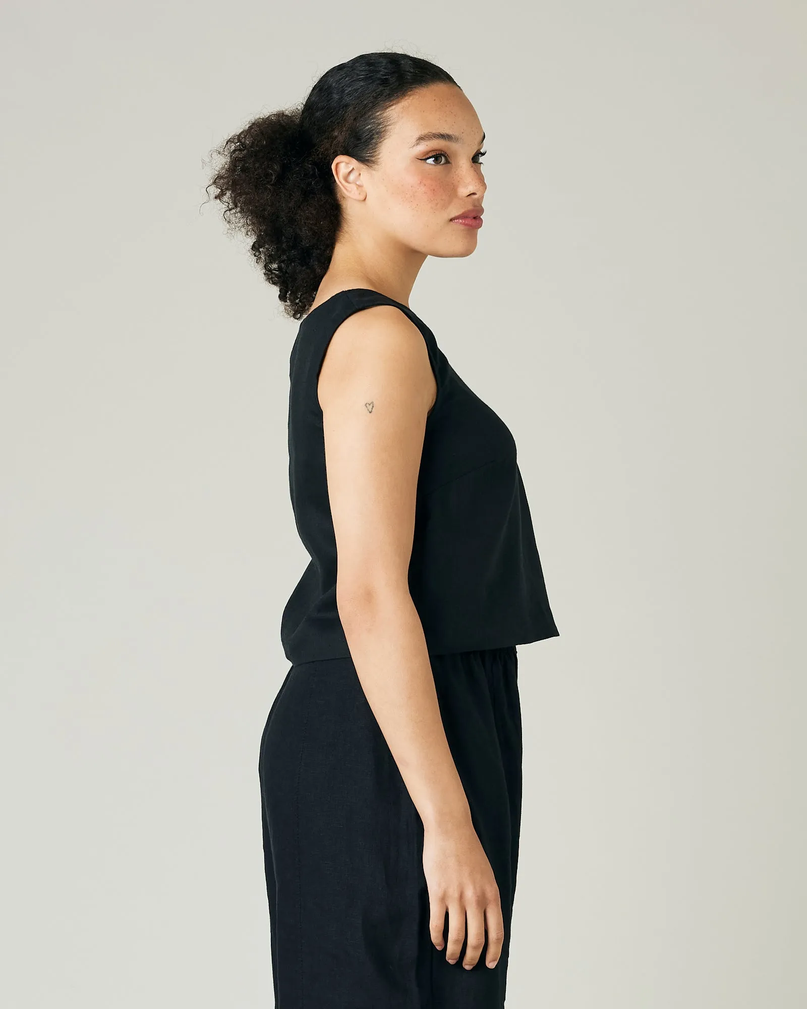 Esme Black Linen Top