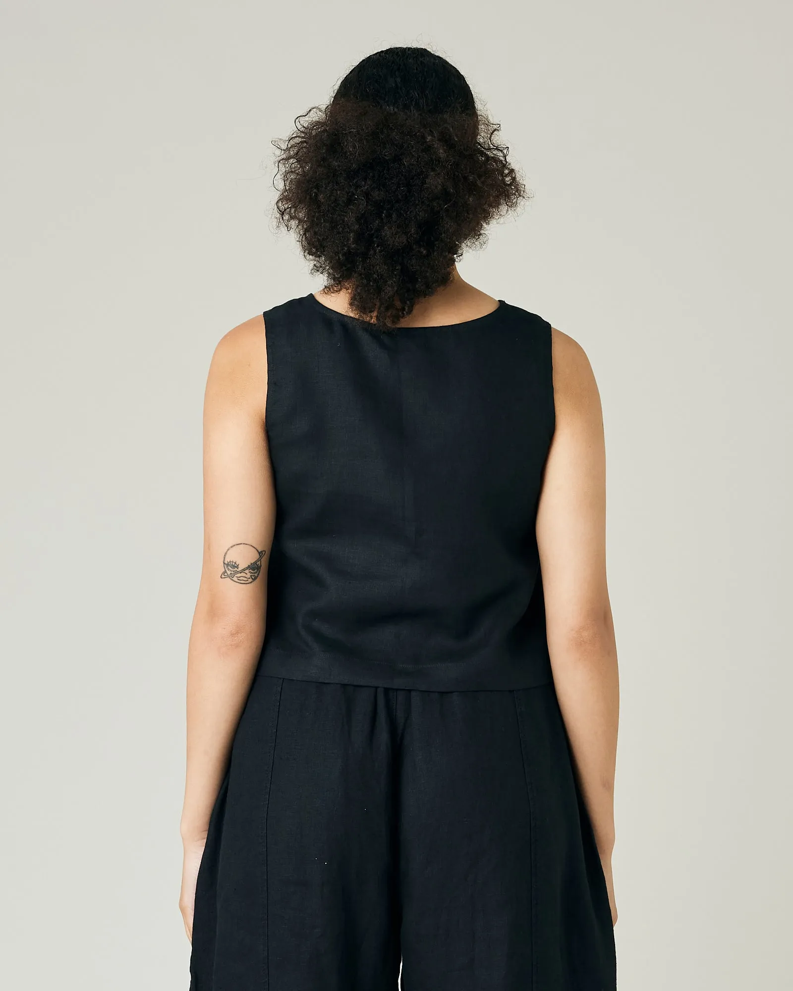 Esme Black Linen Top