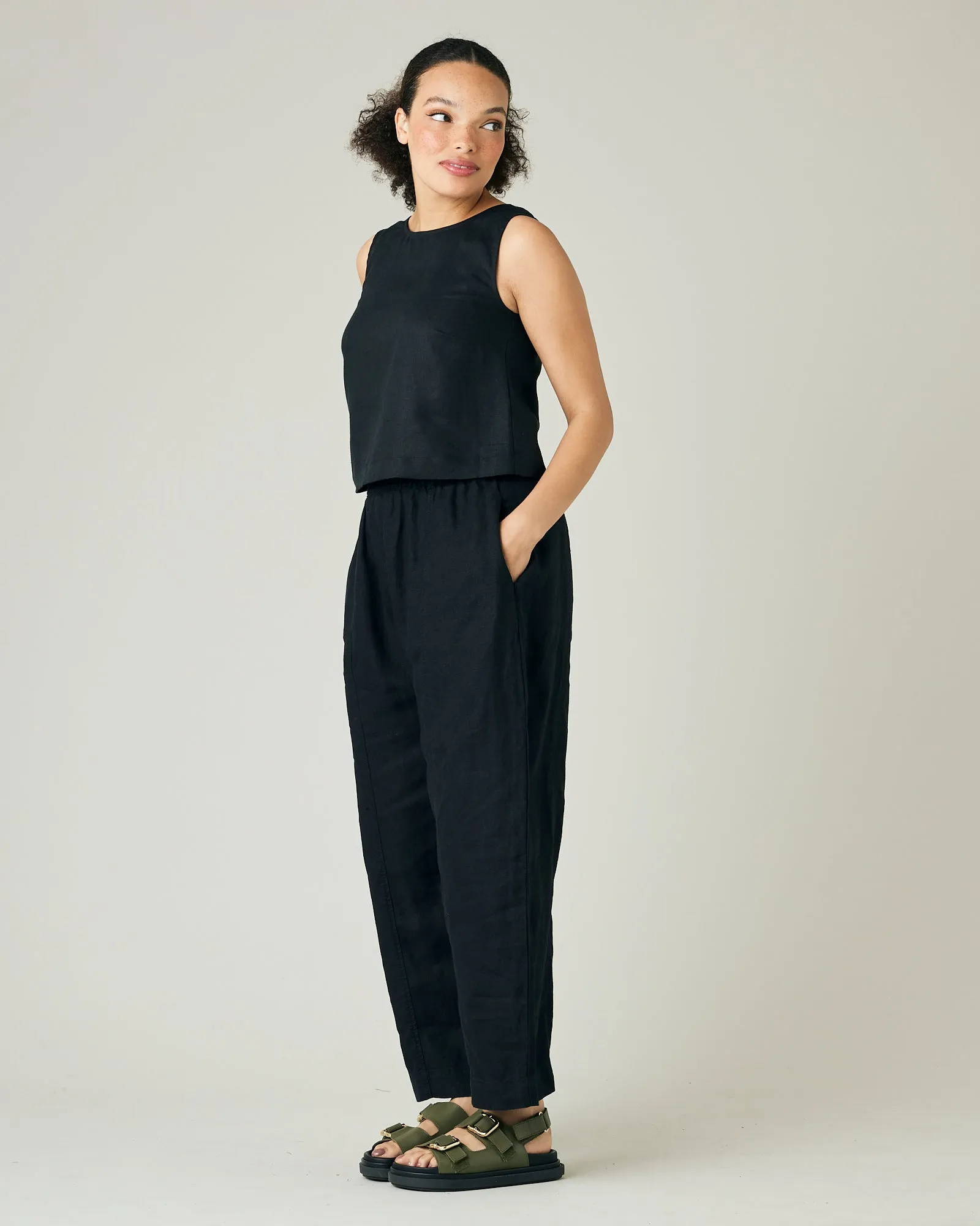 Esme Black Linen Top