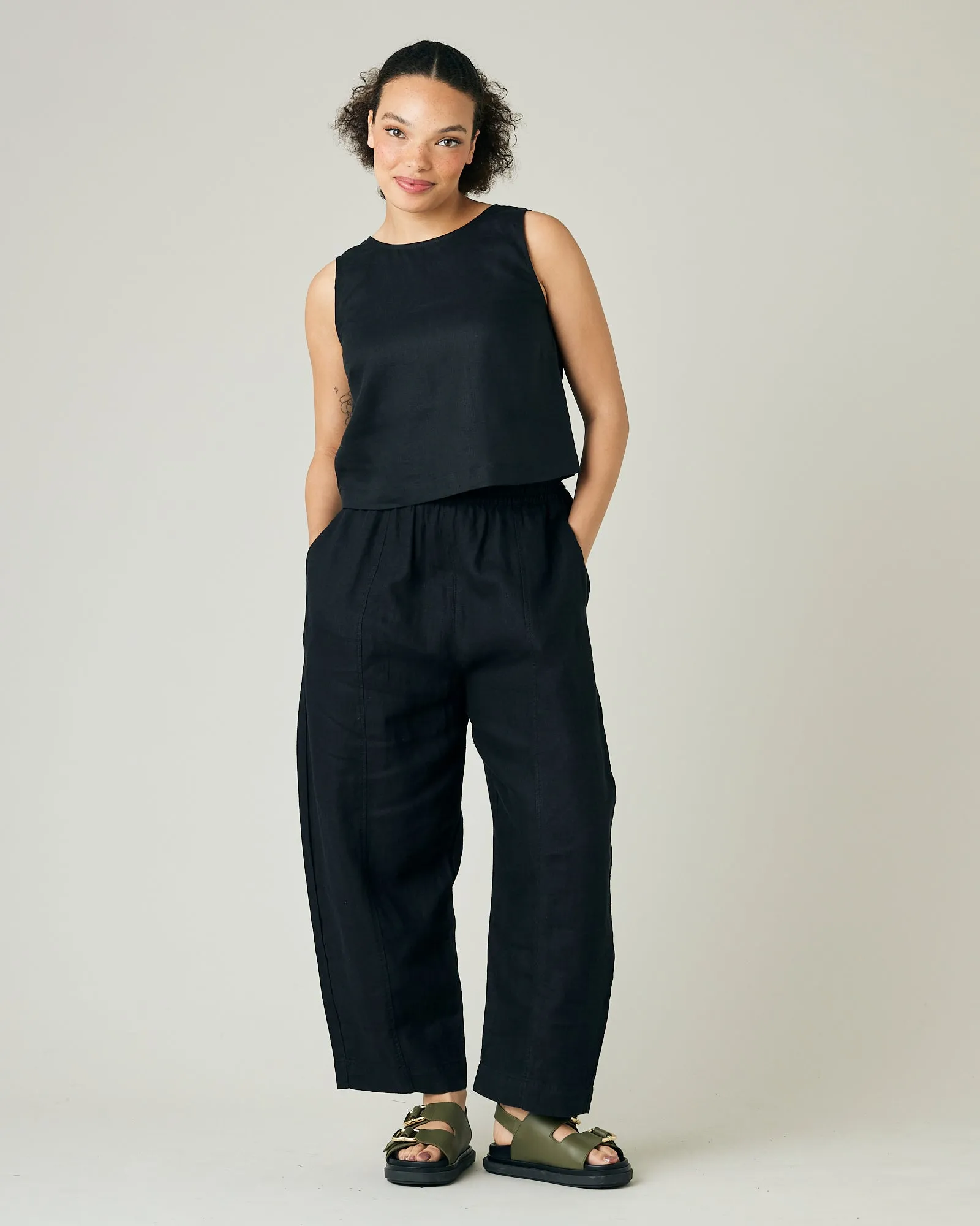 Esme Black Linen Top
