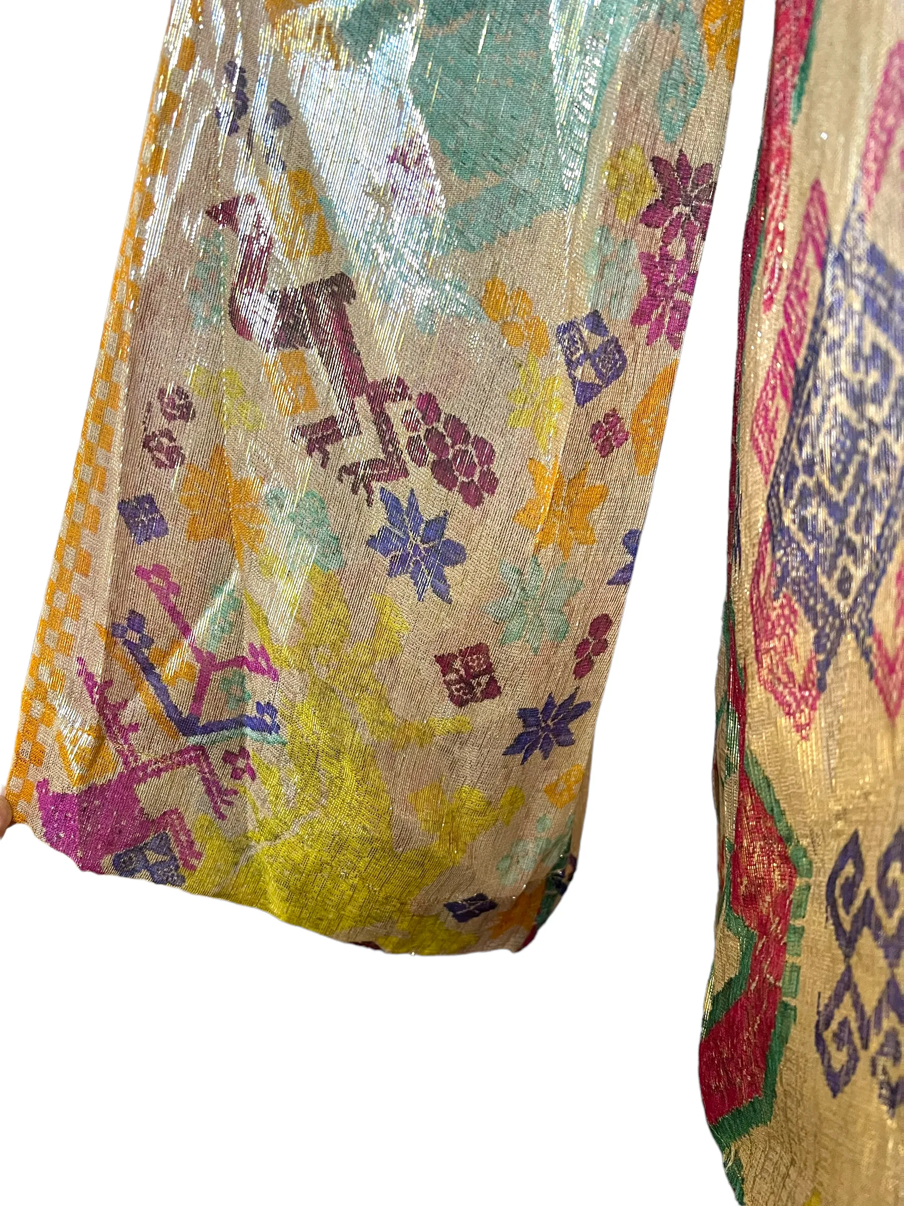 Etro Multi Color Metallic Silk Sheer Button Front Size 42 Blouse
