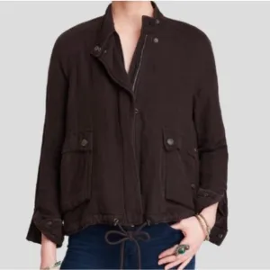 EUC Free People Swing Sporty Jacket Size Medium Cotton/Linen blend Spring