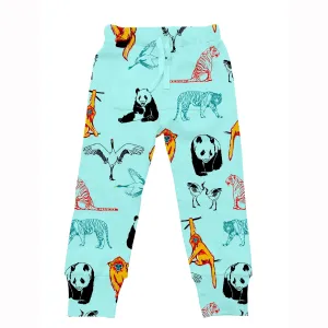 Fauna Kids Organic Cotton Slim Fit Jog Pants, Panda & Friends