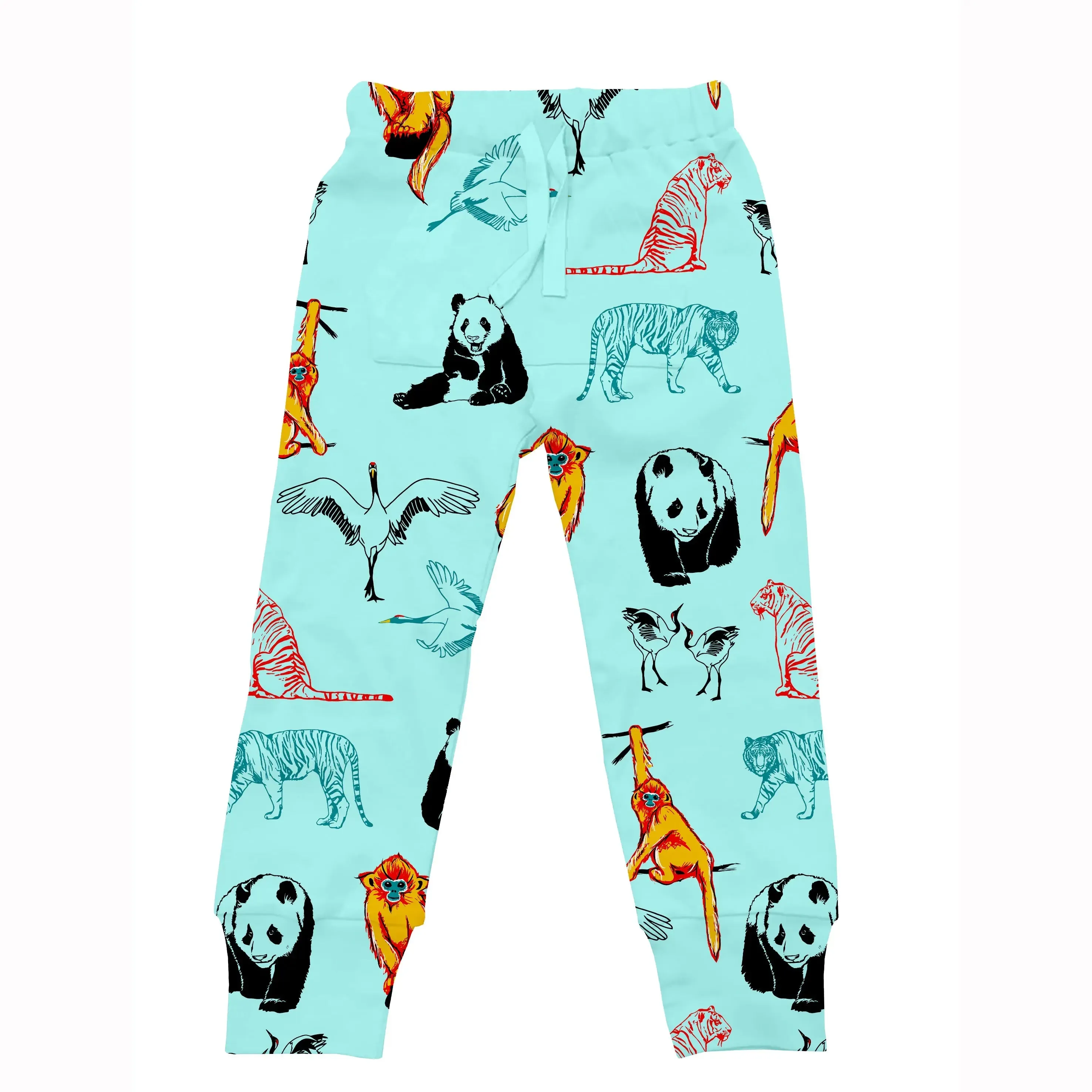 Fauna Kids Organic Cotton Slim Fit Jog Pants, Panda & Friends