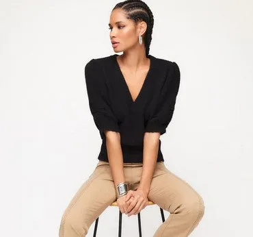 Fifteen Twenty Bennet Shirred Sleeve Sweater - Black