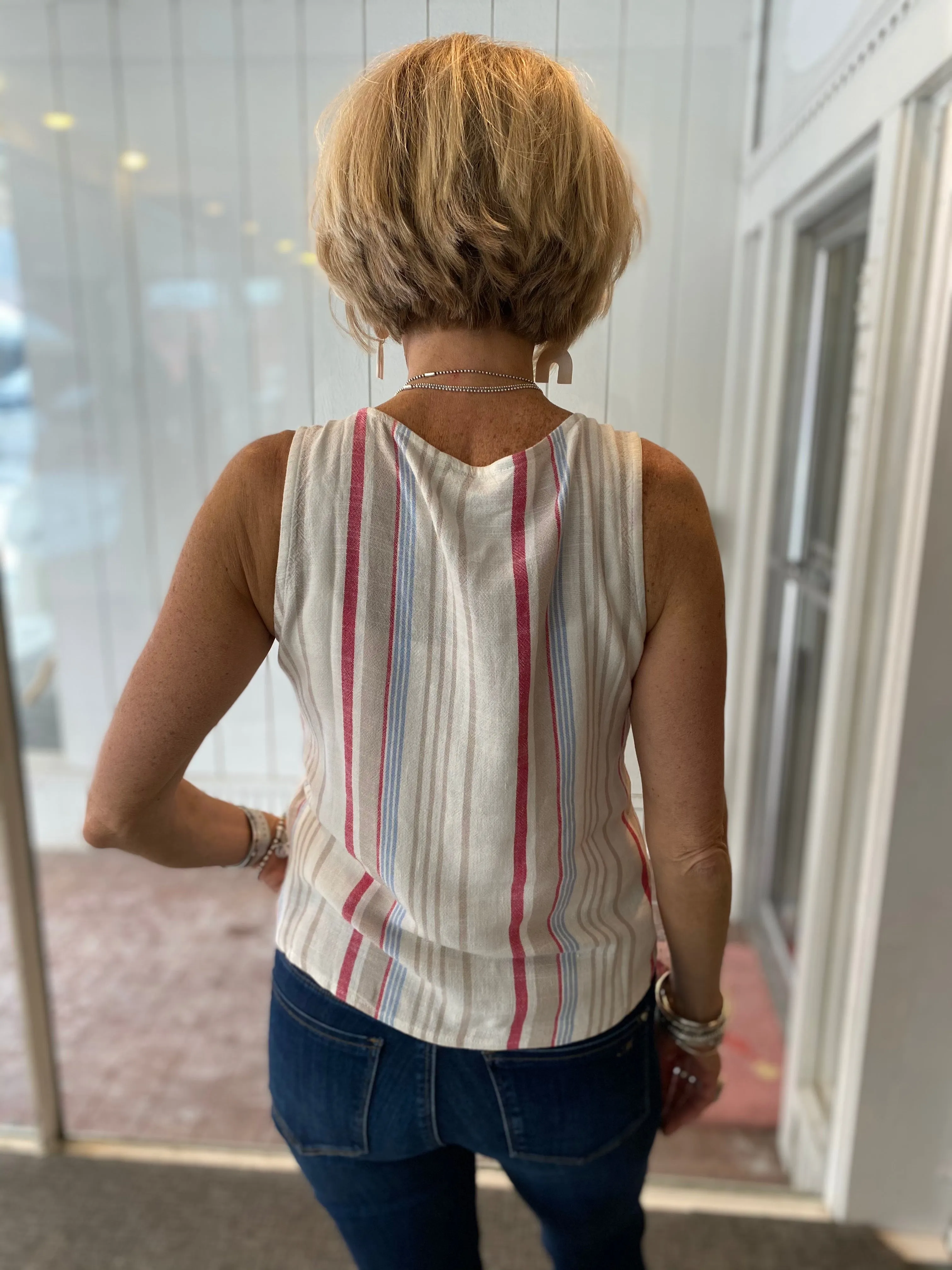 Flamingo Linen Tie Tank