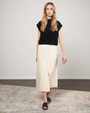 flight patchwork skirt - ecru eco denim