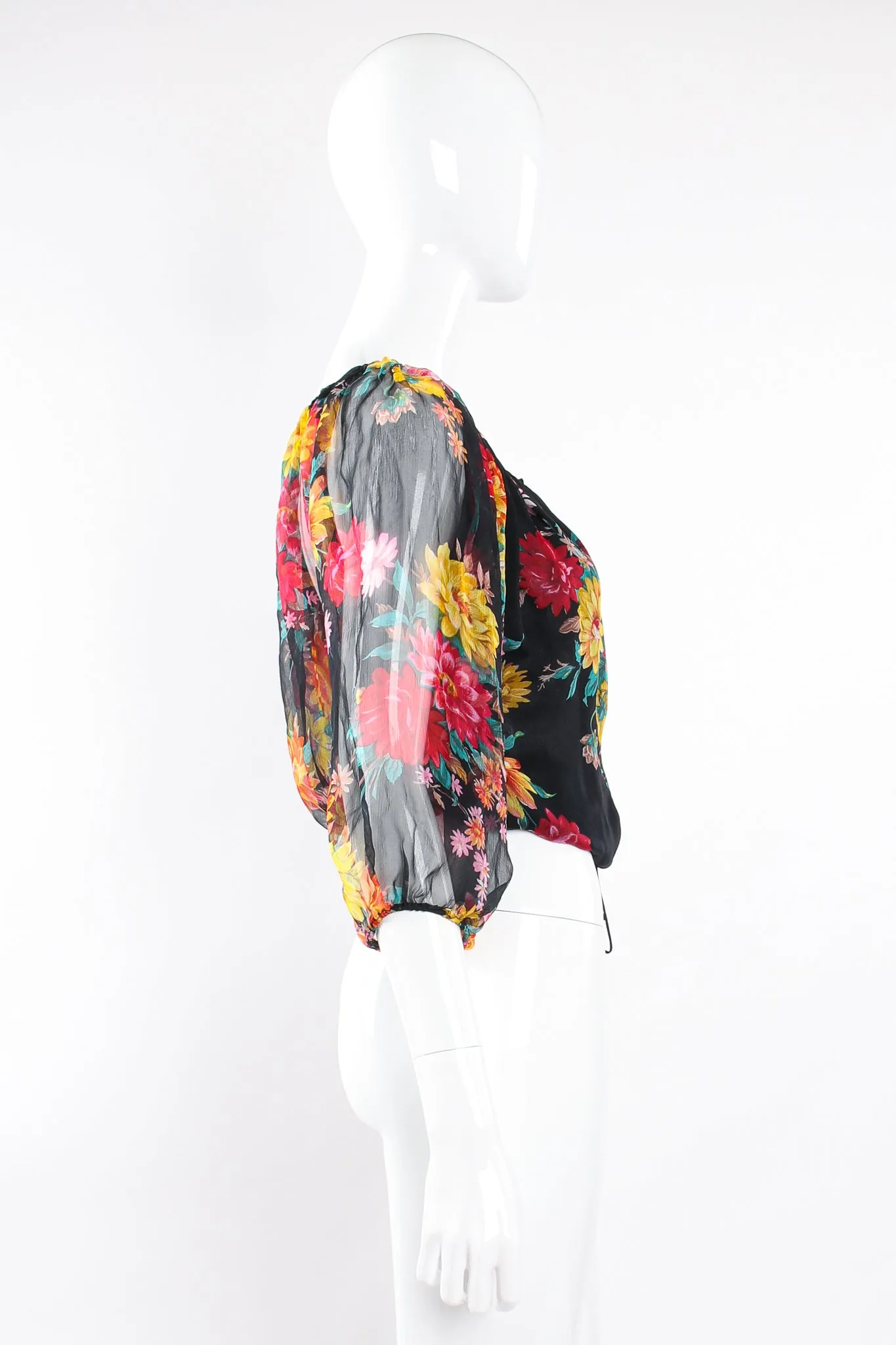 Floral Silk Peasant Top