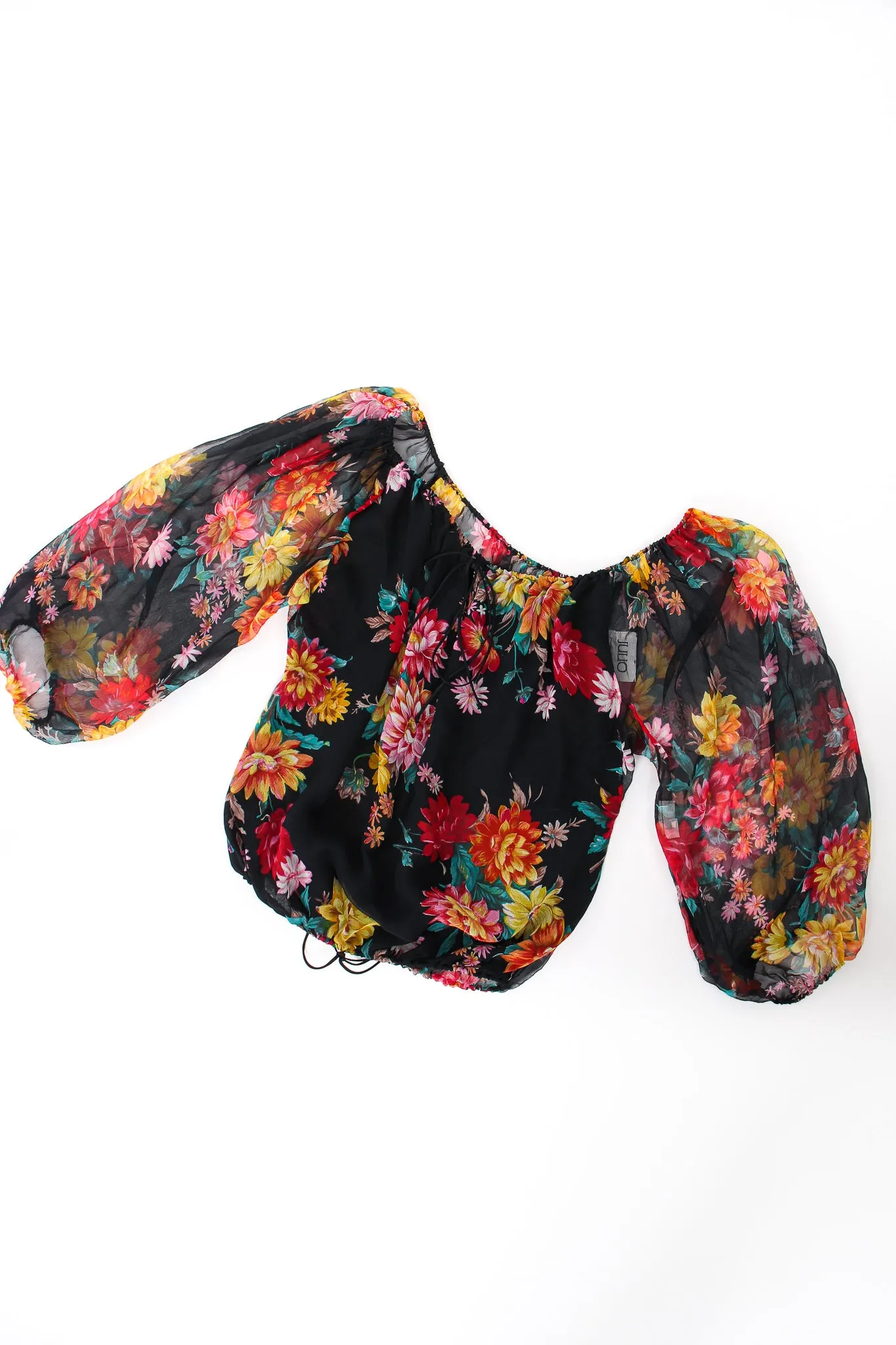 Floral Silk Peasant Top