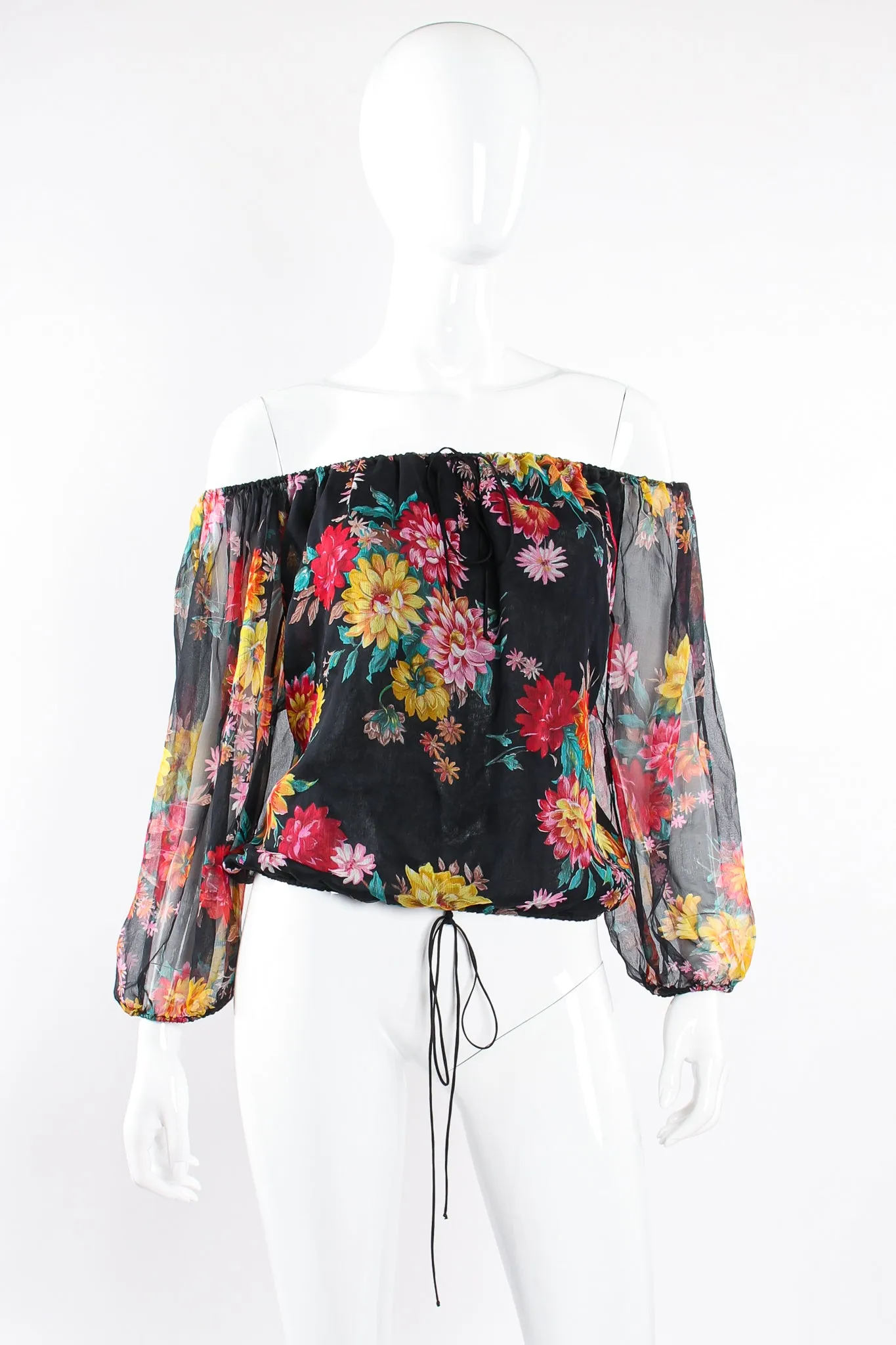 Floral Silk Peasant Top