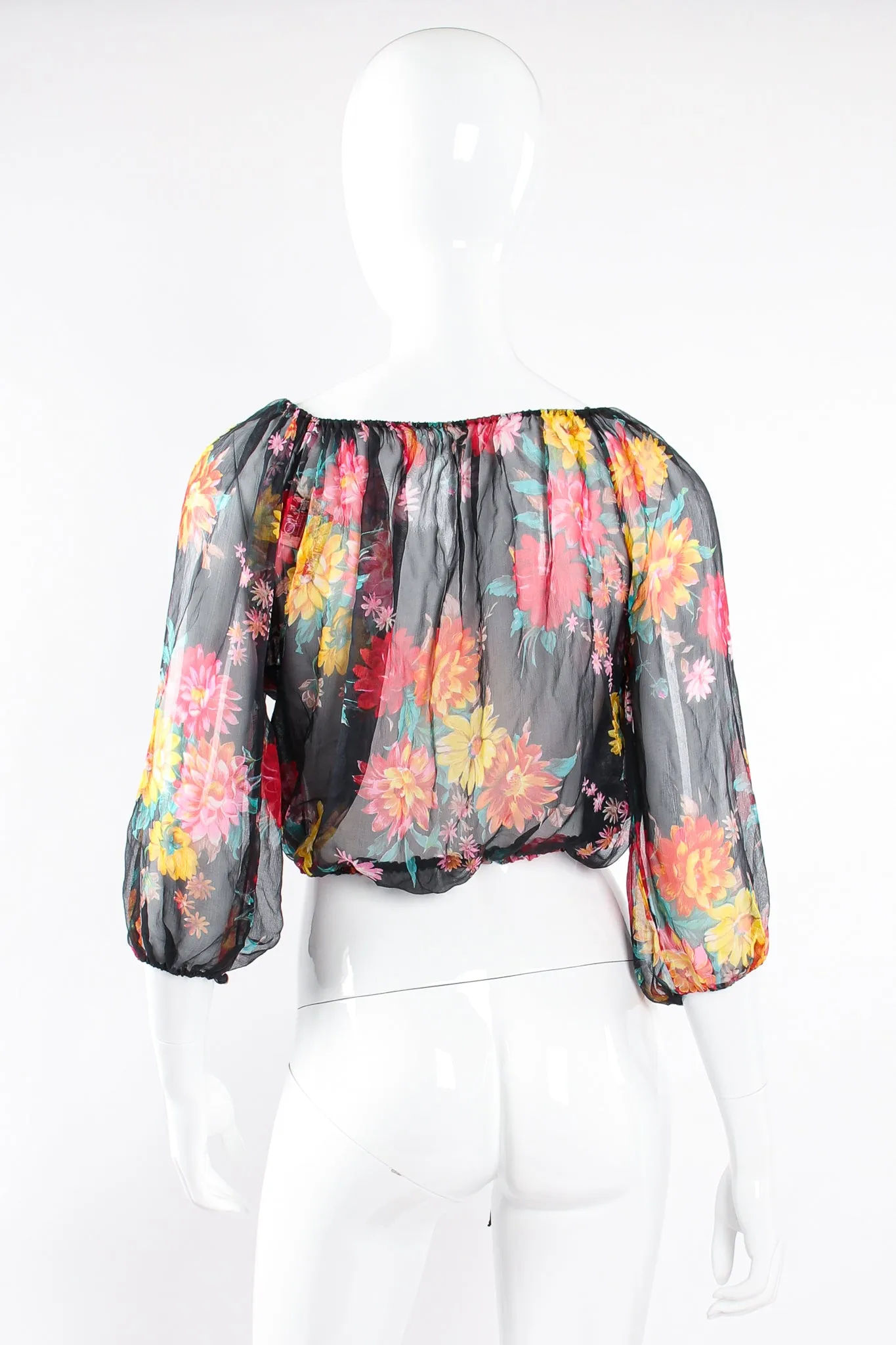 Floral Silk Peasant Top