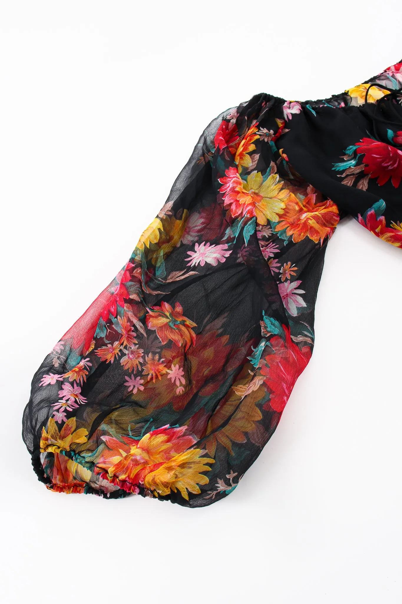 Floral Silk Peasant Top