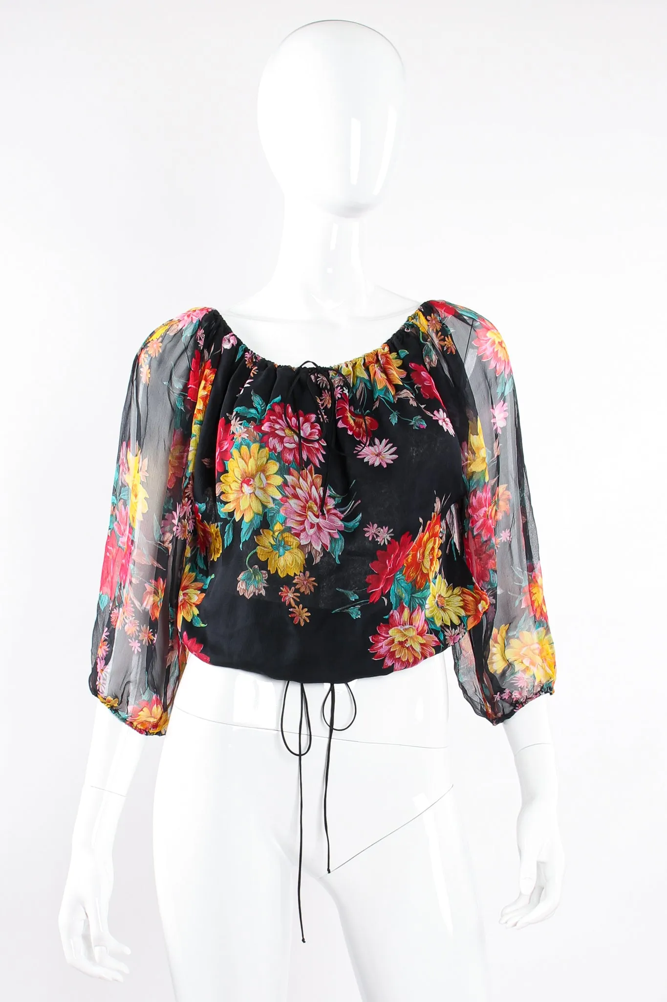Floral Silk Peasant Top