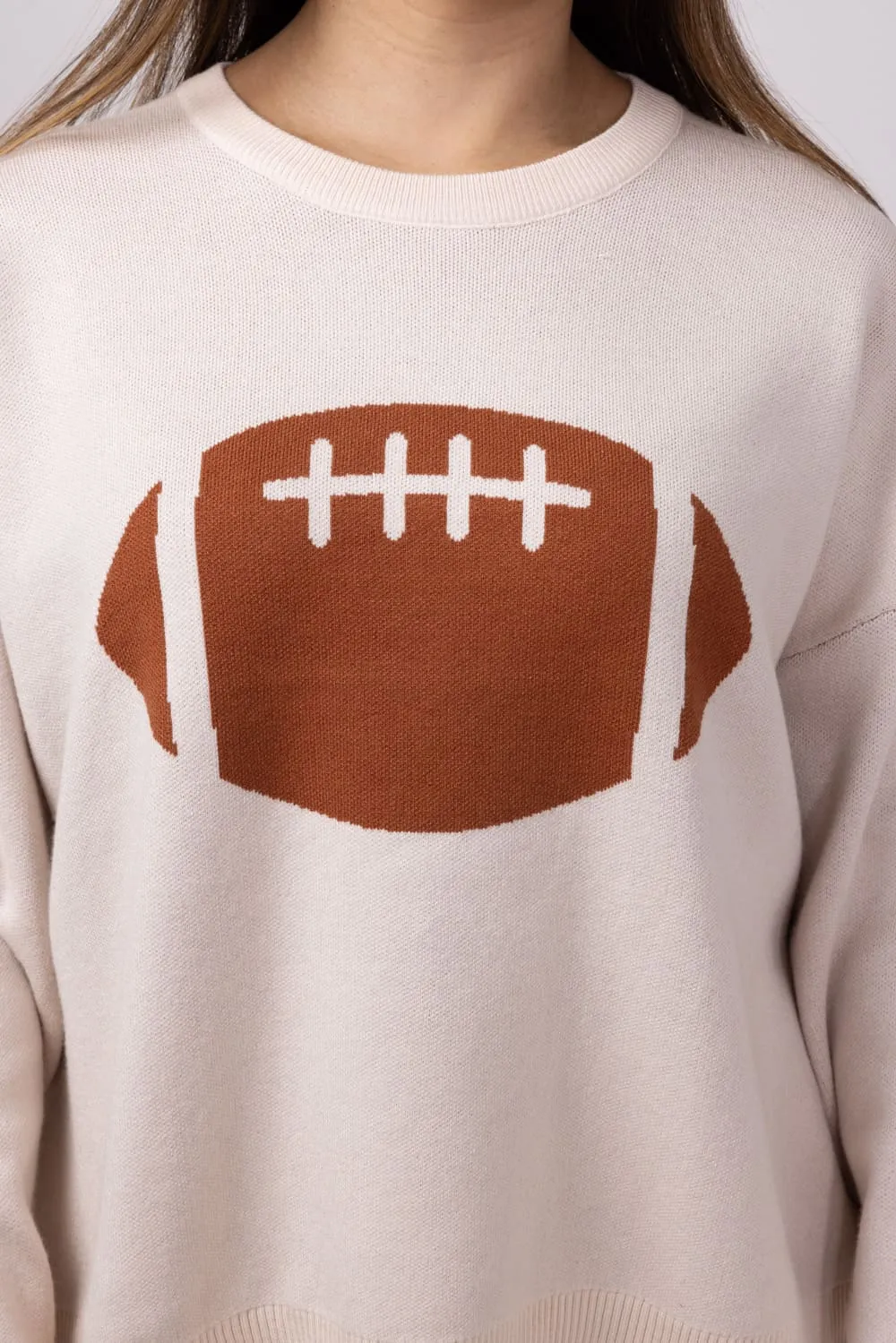 Football Graphic Sweater for Women in Cream | GW18FB-CRMBRN