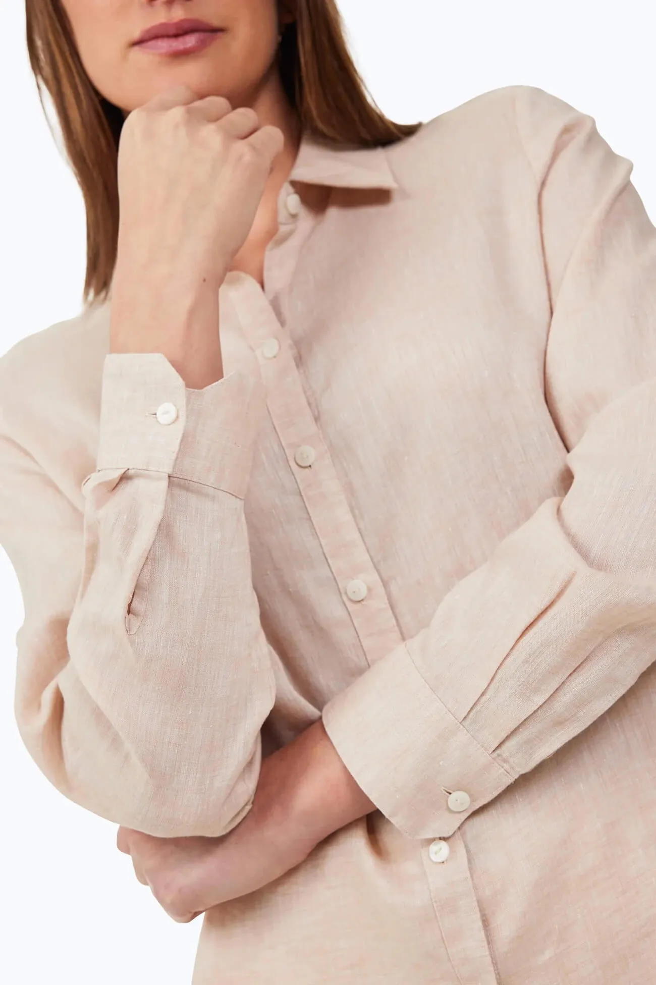 Foxcroft Jordan Linen Shirt in Flax