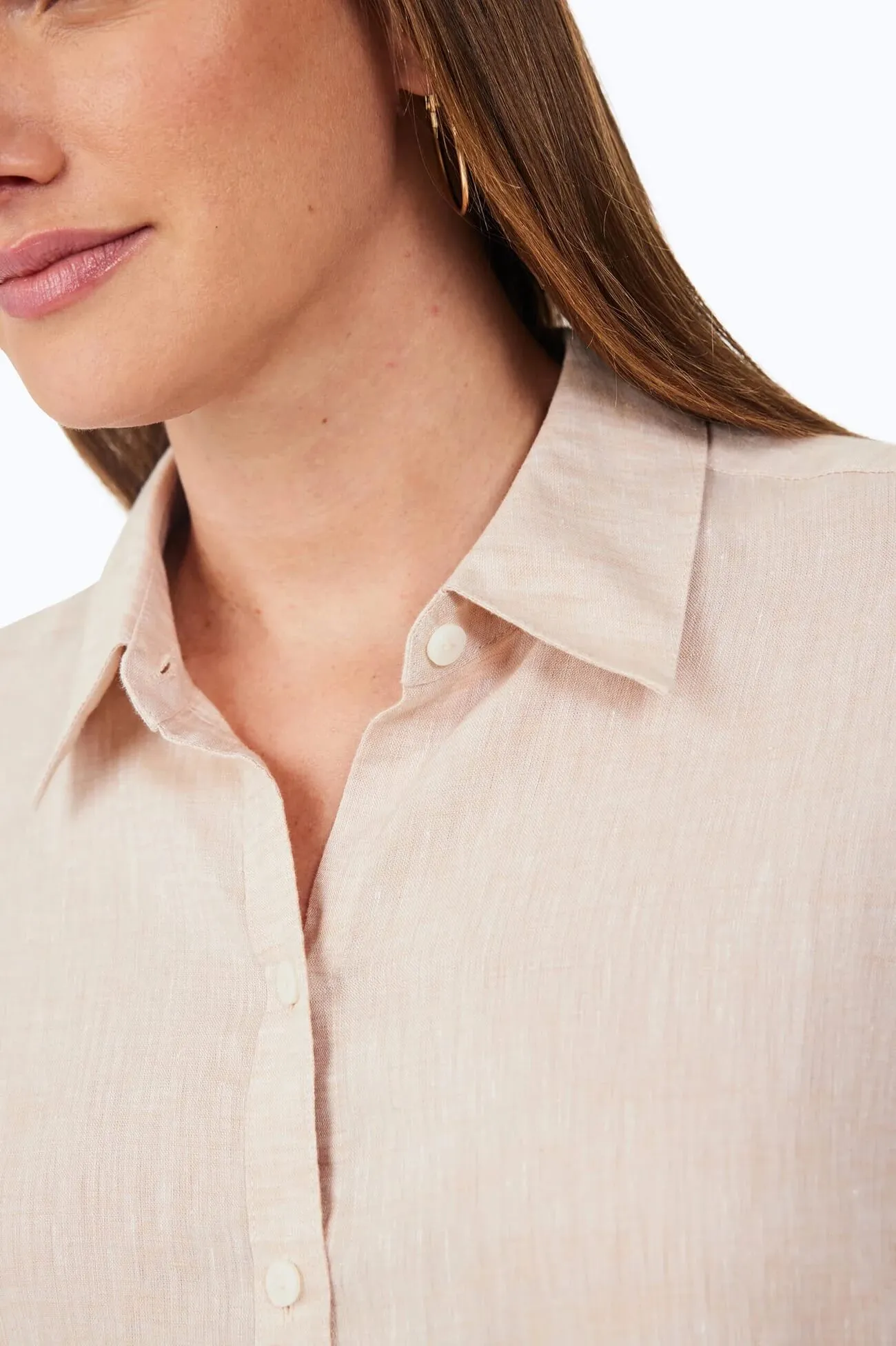 Foxcroft Jordan Linen Shirt in Flax