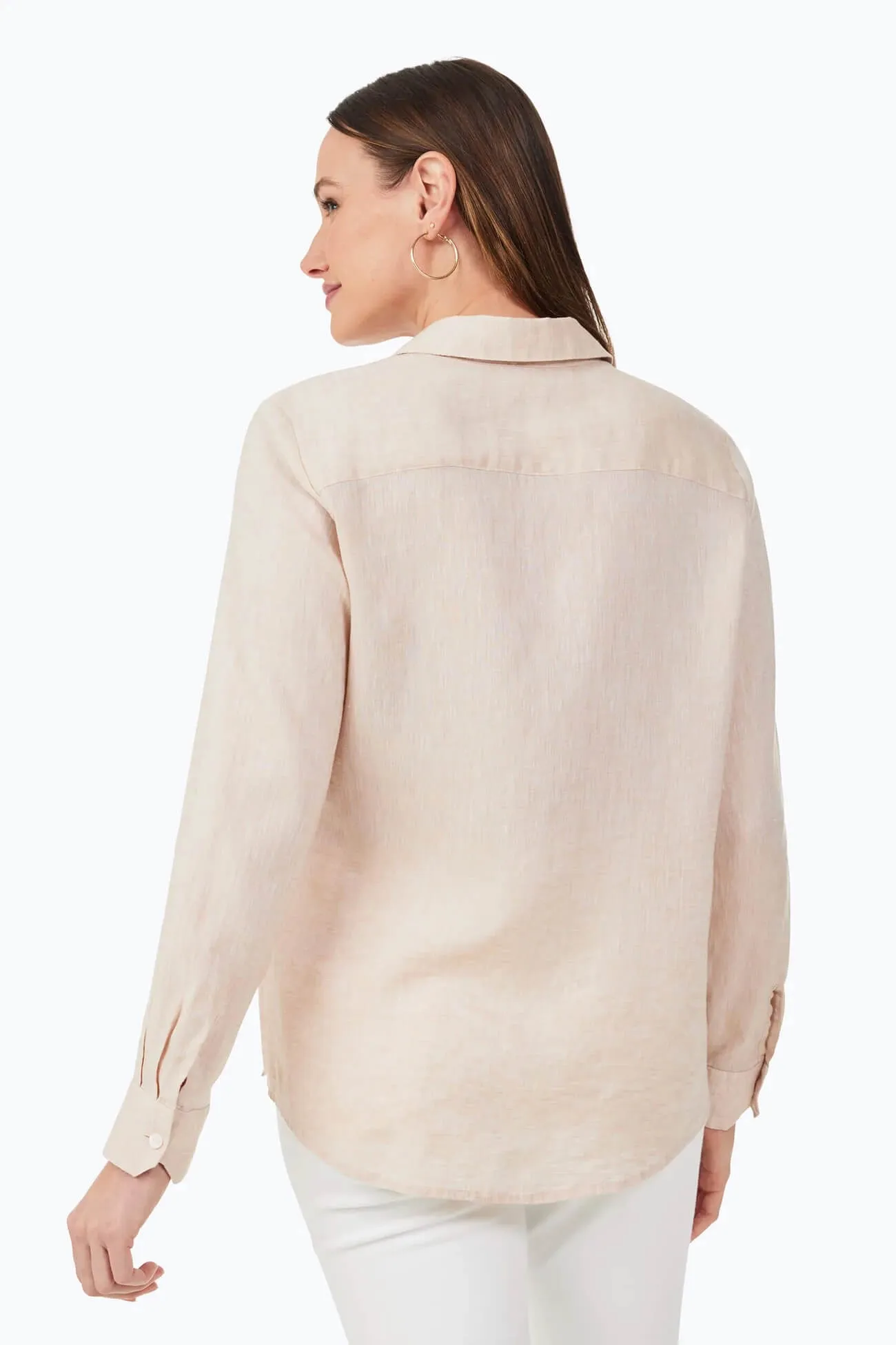 Foxcroft Jordan Linen Shirt in Flax