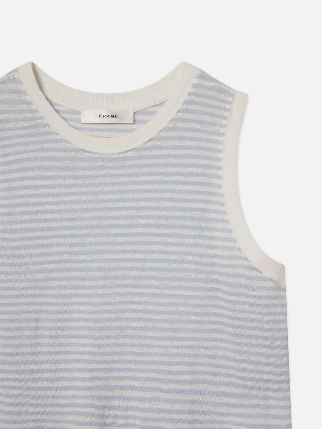 Frame Muscle Crew Tee in Light Chambray Multi