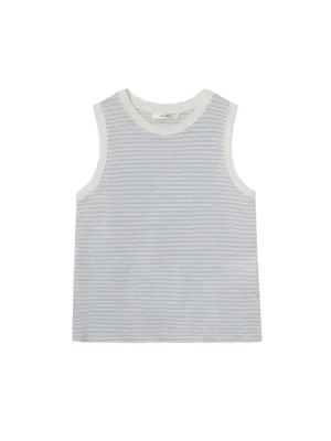 Frame Muscle Crew Tee in Light Chambray Multi