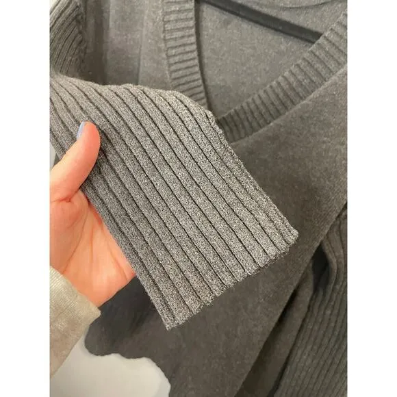 Free People Orion Gray Oversized V Neck Sweater