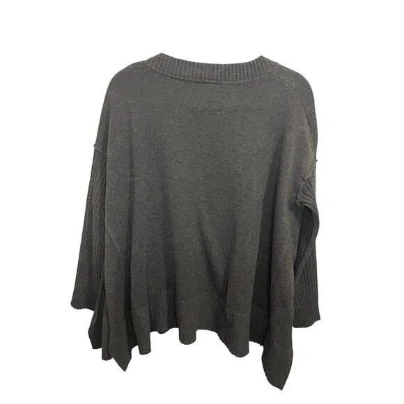 Free People Orion Gray Oversized V Neck Sweater