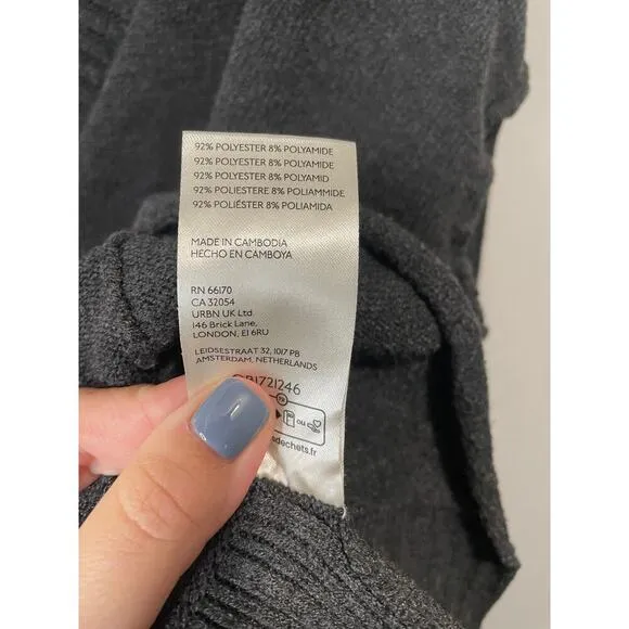 Free People Orion Gray Oversized V Neck Sweater