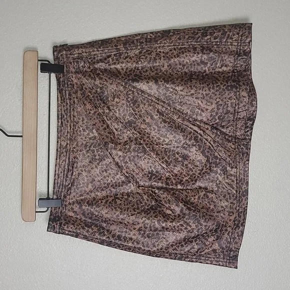Free People Printed Fake Out Faux Wrap Animal Print Skirt NWT