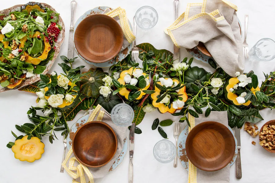 FRENCH PICNIC LINEN NAPKIN SET (YELLOW GINGHAM)