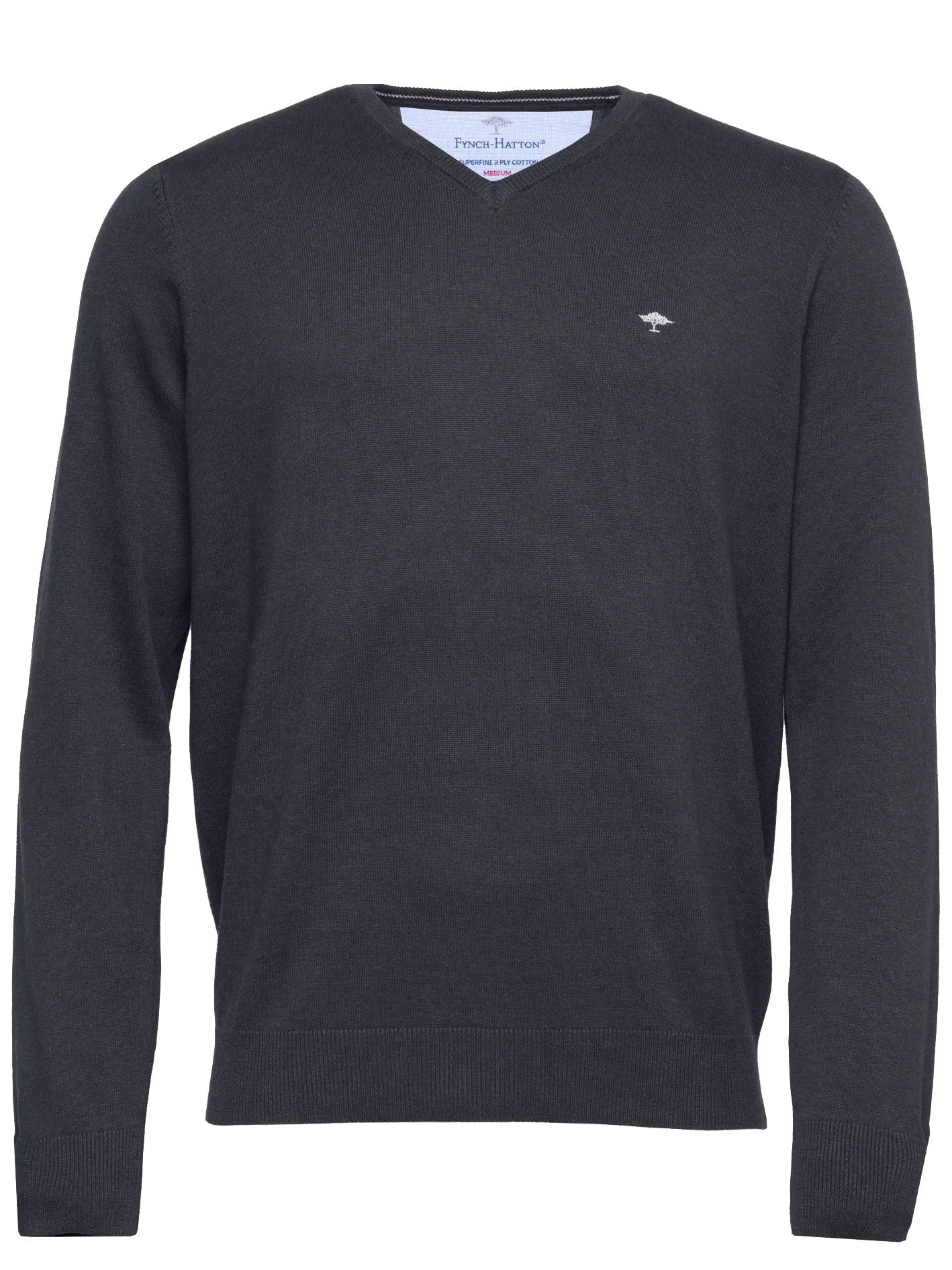 FYNCH HATTON V-Neck Sweater - Men's Fine Knit – Charcoal