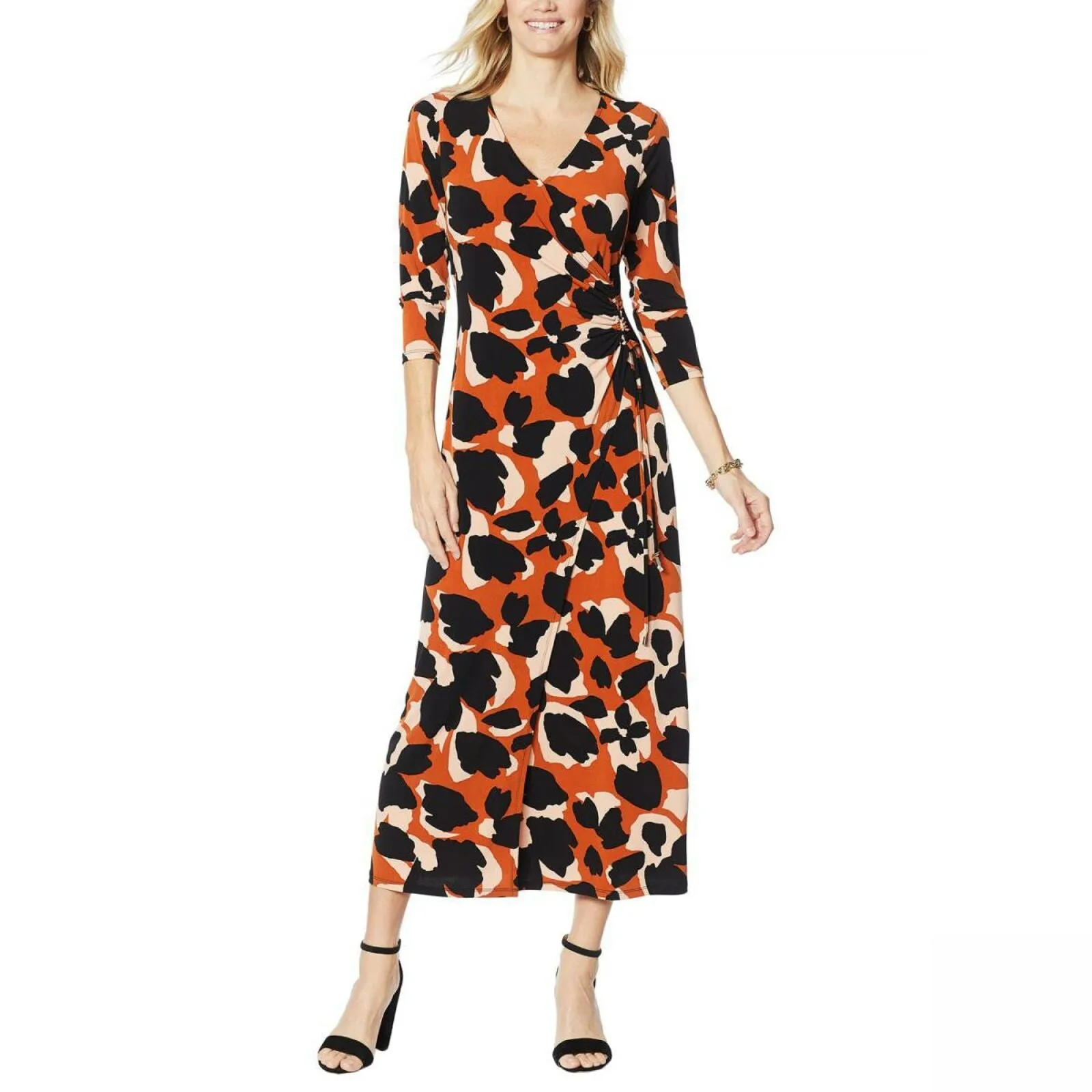 G by Giuliana Women's Ruched Wrap Style Maxi Dress