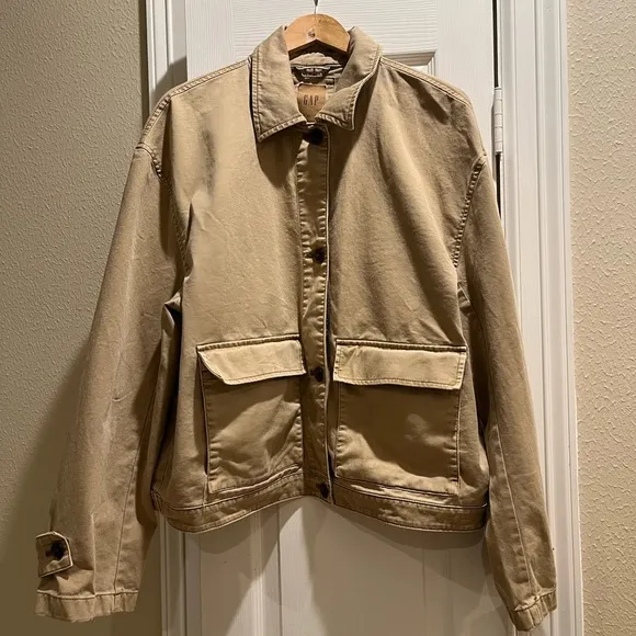 GAP Relaxed Utility Jacket Khaki Size XL Tall