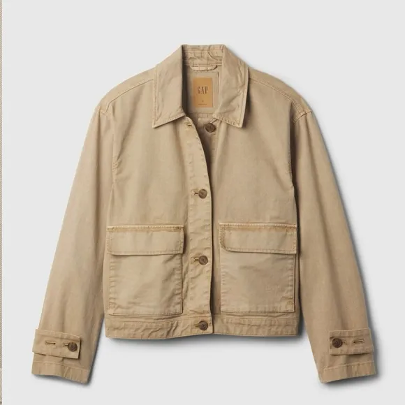 GAP Relaxed Utility Jacket Khaki Size XL Tall