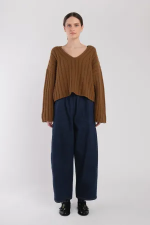 Golden Cropped Rib Pullover
