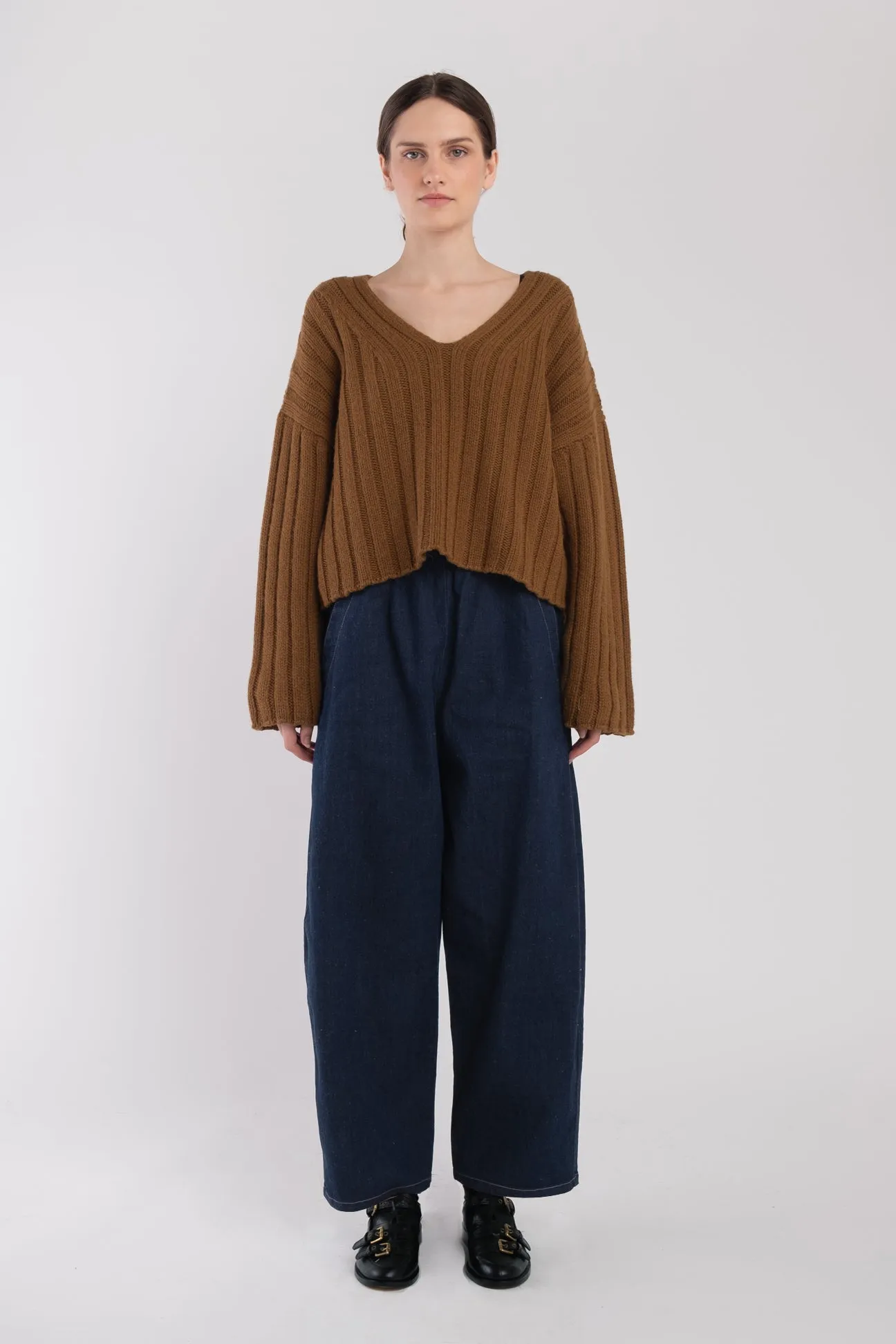 Golden Cropped Rib Pullover