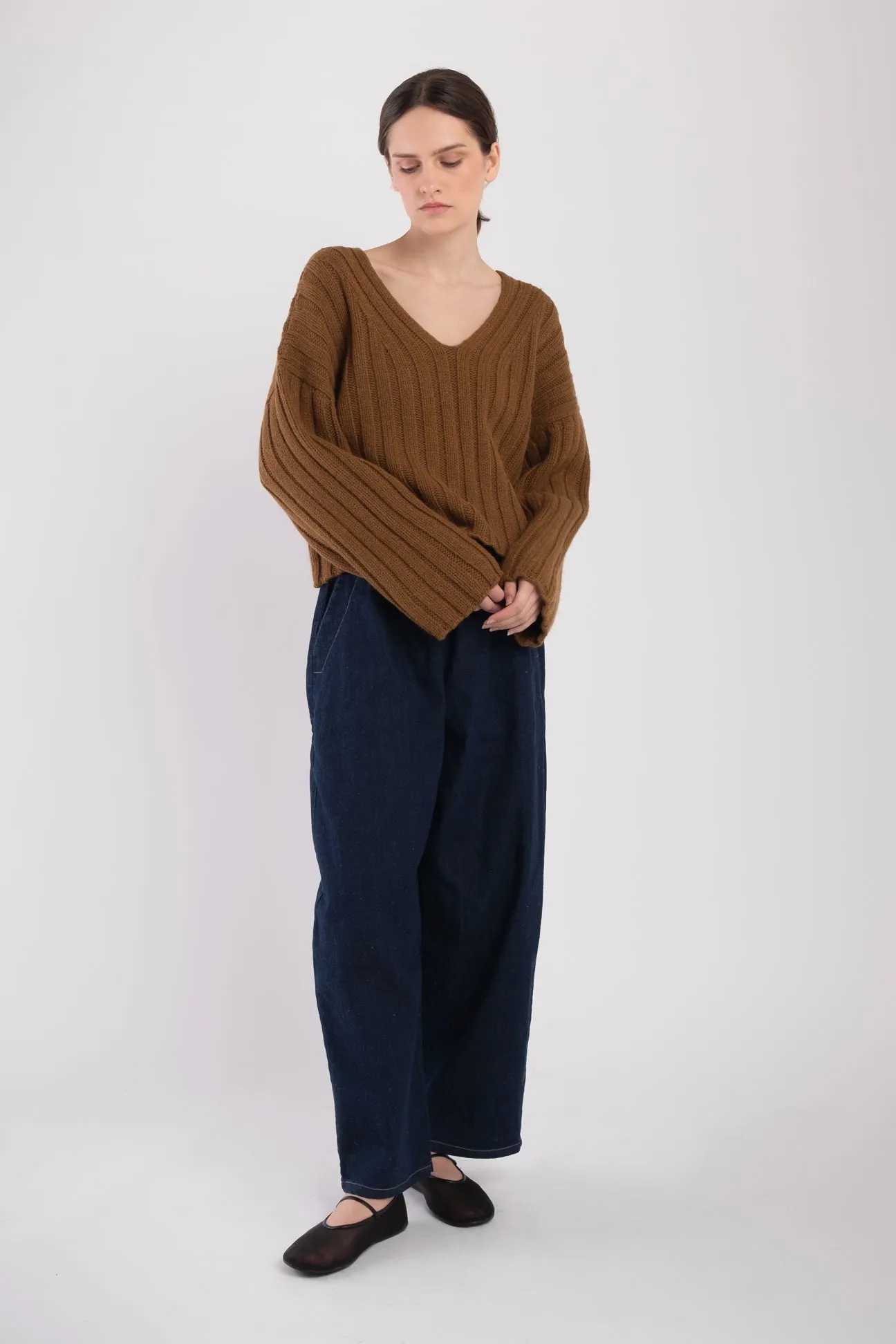 Golden Cropped Rib Pullover