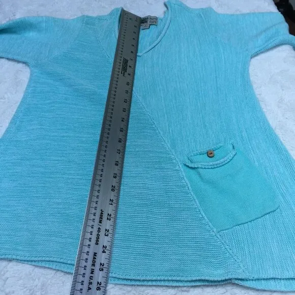 Habitat Womens Small Blue Cotton V-Neck Asymmetric Tunic Sweater Lagenlook