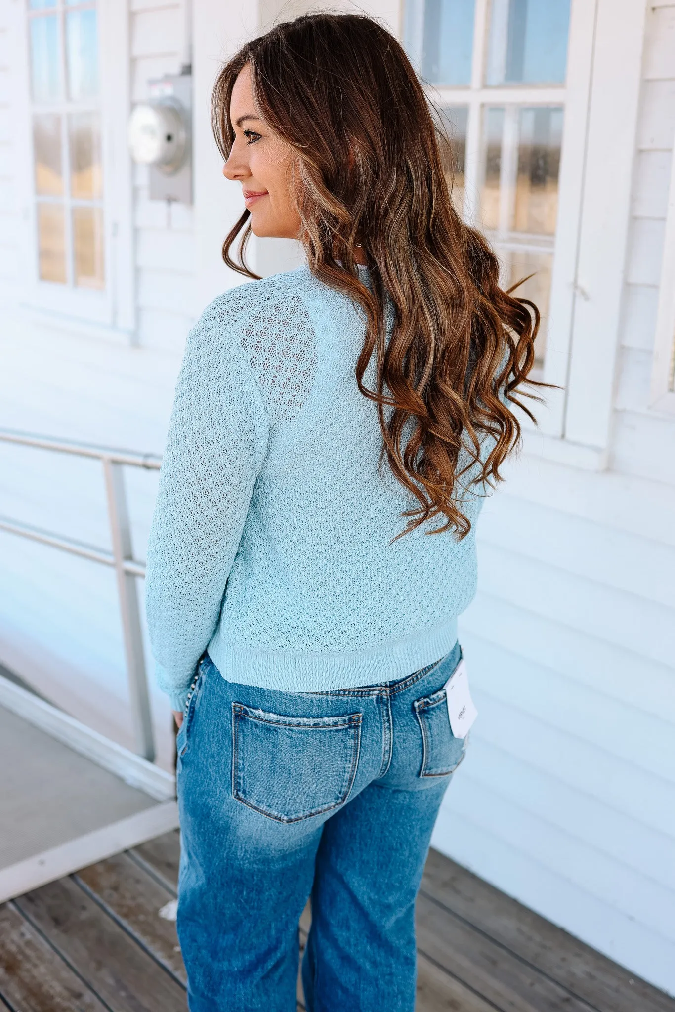 Hanna Flower Cardigan - Light Blue