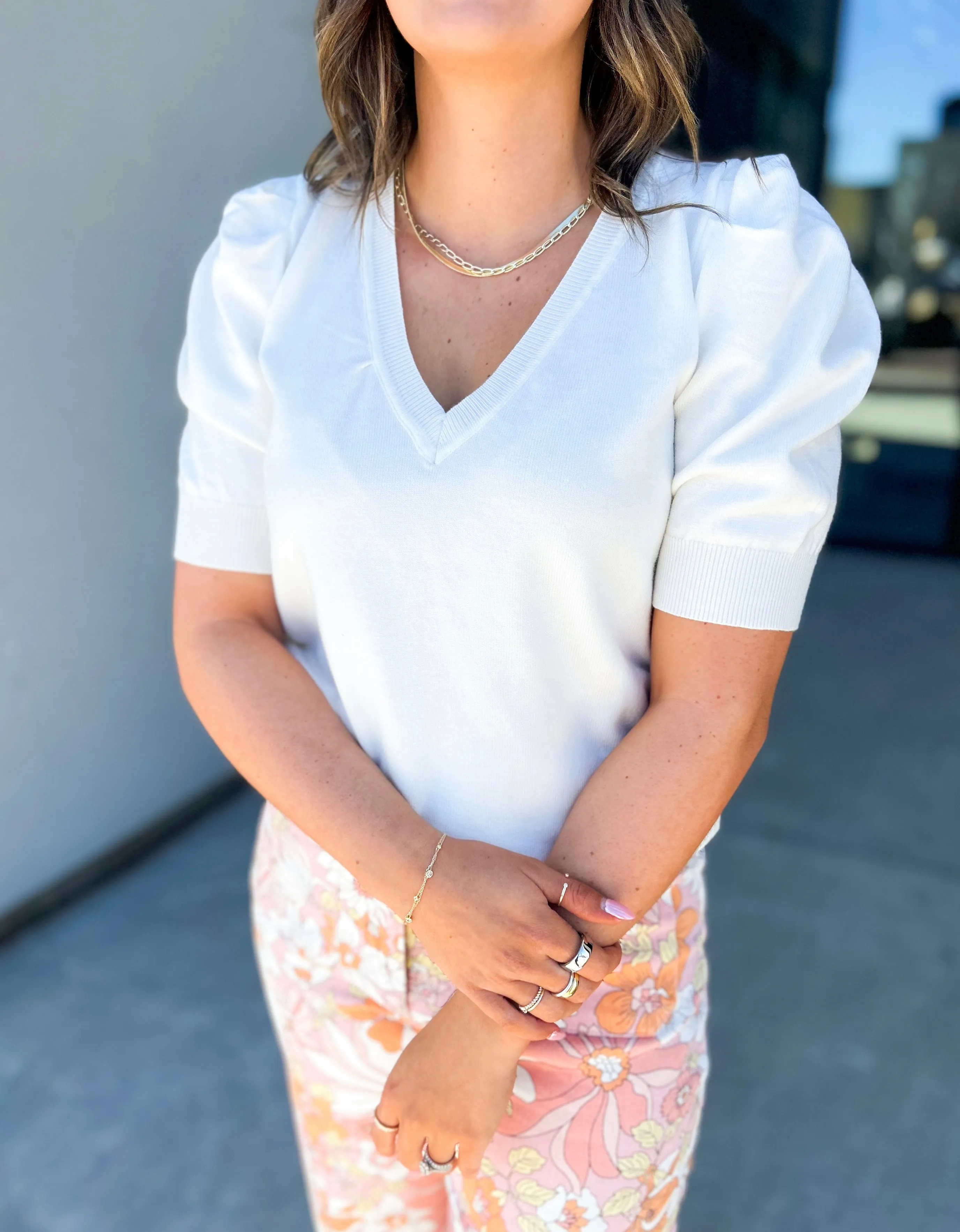 Hannah Puff Sleeve Sweater Top