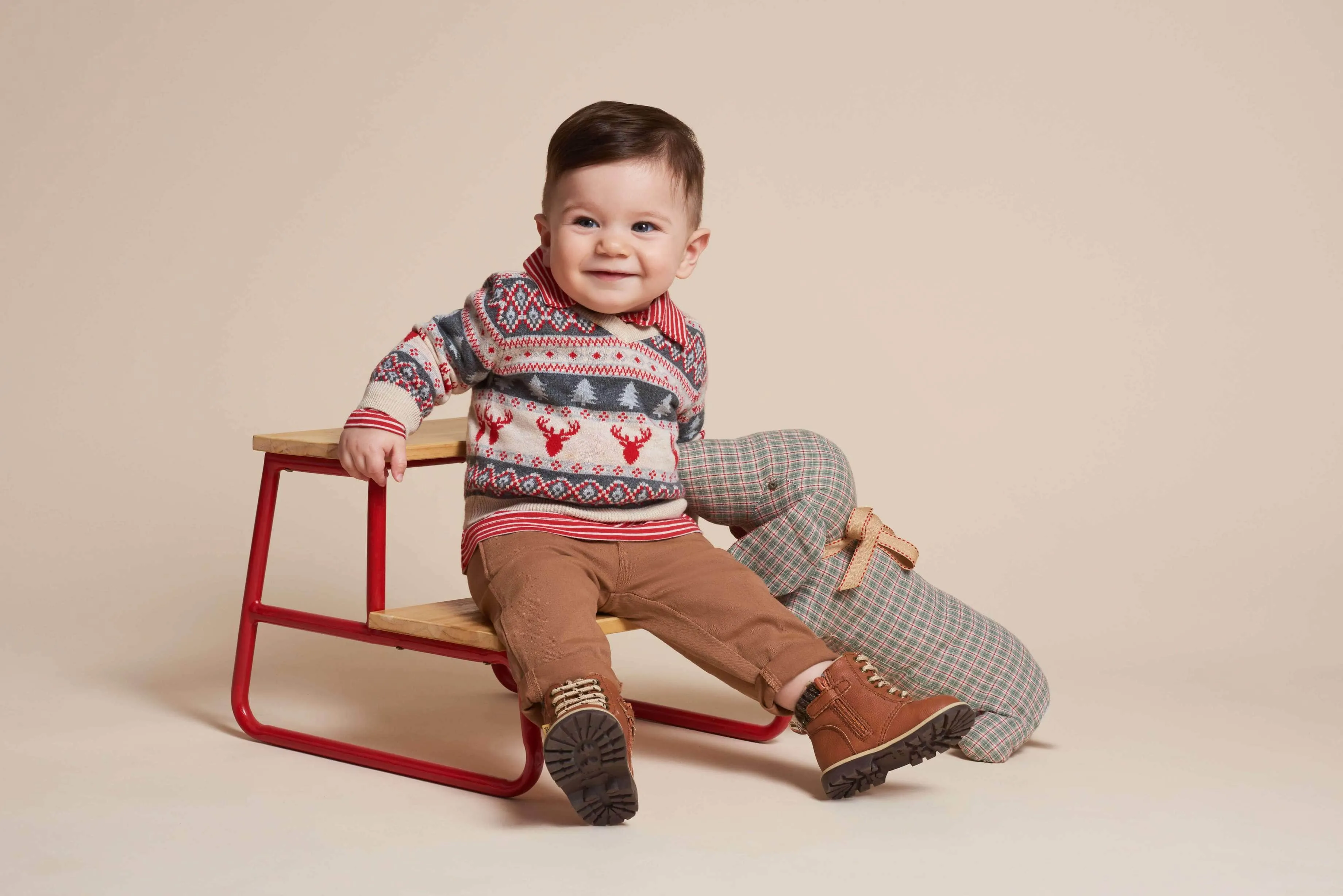 Hatley 'Fair Isle Stags' V-Neck Sweater