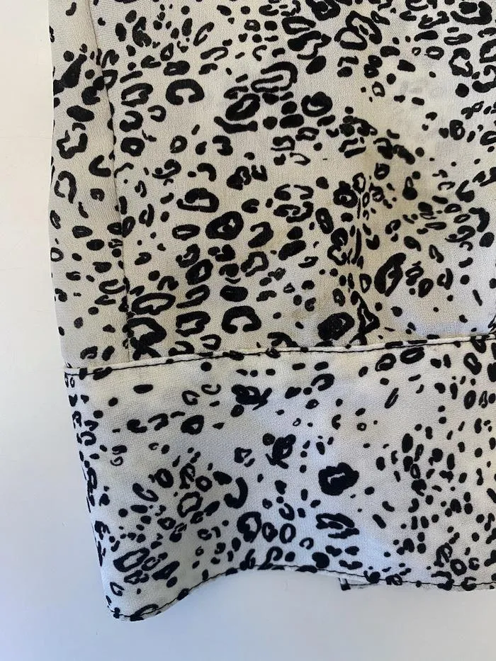 Haute Hippie Return of the Cowl Blouse White Leopard Print Silk Top Size Medium