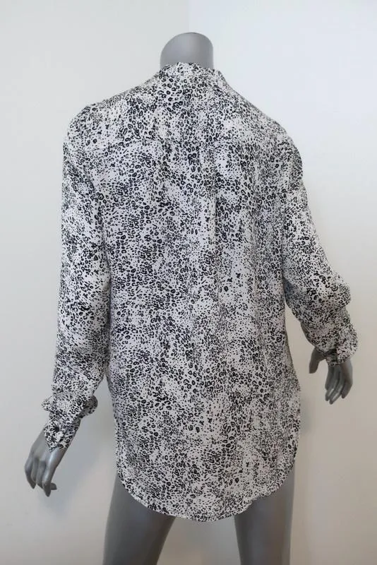 Haute Hippie Return of the Cowl Blouse White Leopard Print Silk Top Size Medium