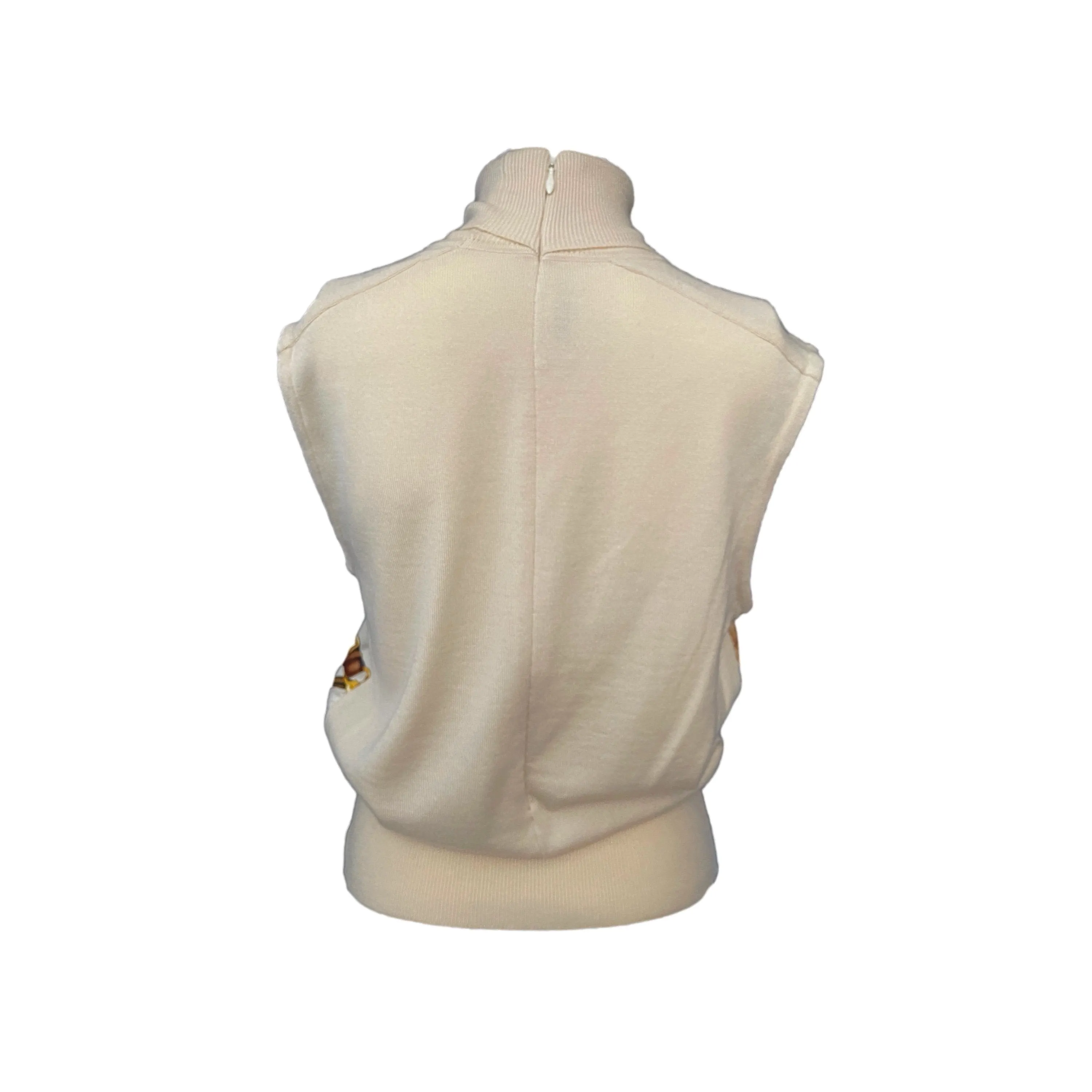 Hermes Cream Print Silk Top