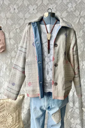 HF185 The Highlands Foundry Natural Kantha Quilt Utility Jacket