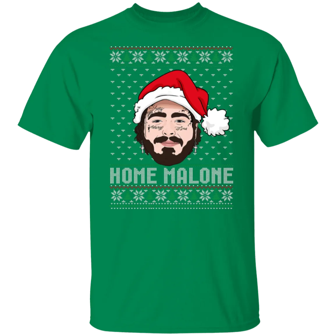 Home Malone Gildan T-Shirt – Post Malone & Home Alone Inspired Ugly Christmas Sweater Design