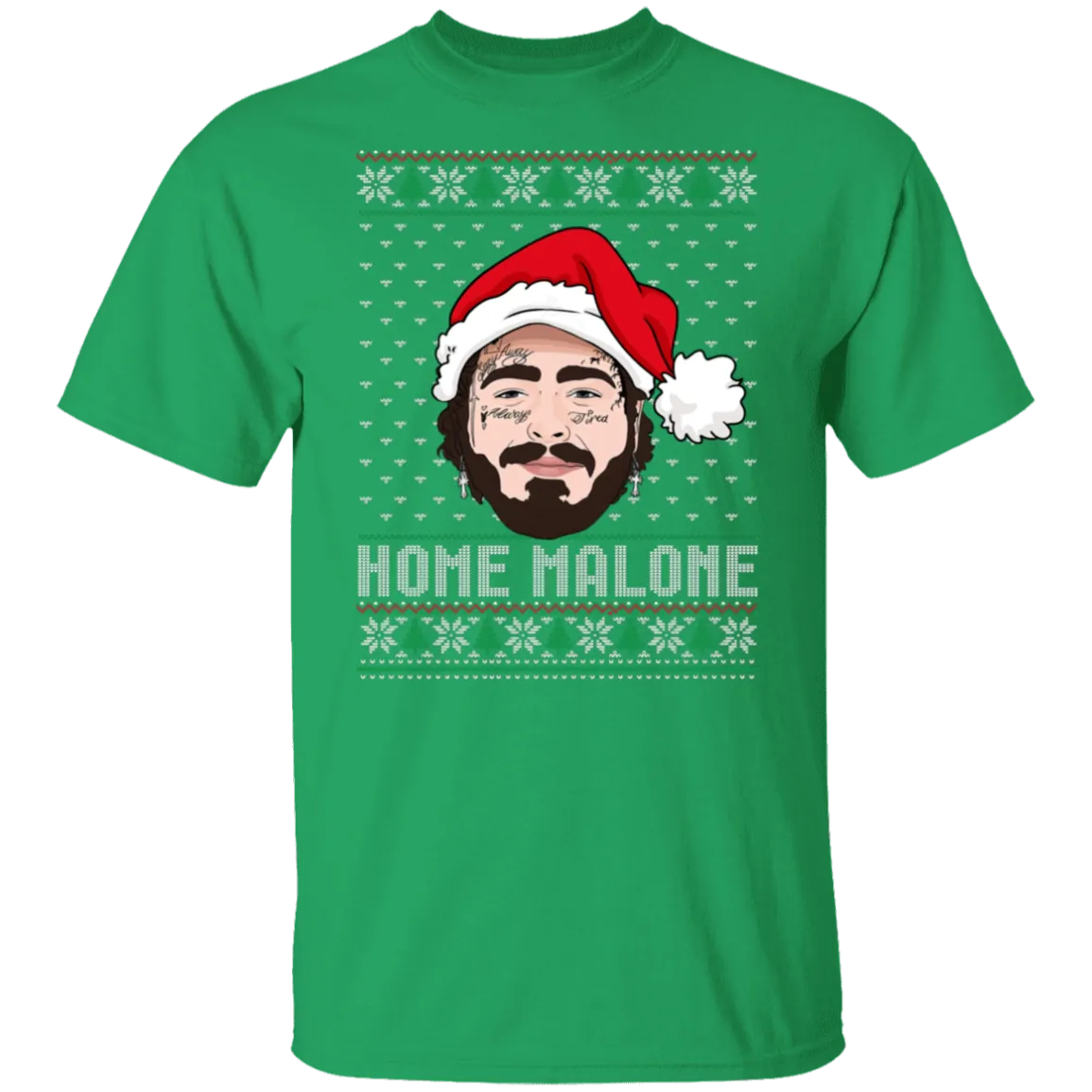 Home Malone Gildan T-Shirt – Post Malone & Home Alone Inspired Ugly Christmas Sweater Design